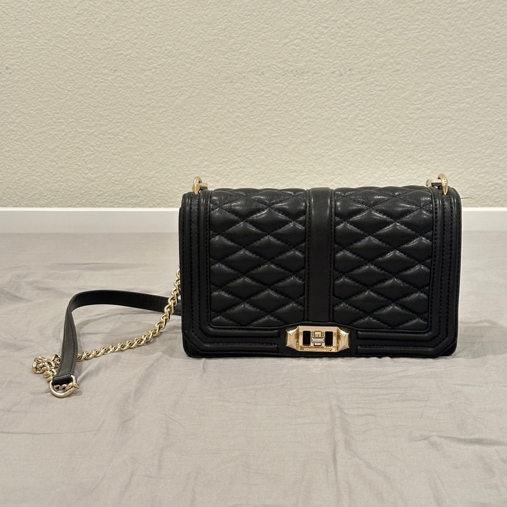 Rebecca Minkoff Quilted Chain Crossbody – Black / Gold